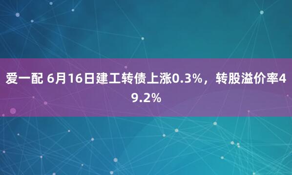 爱一配 6月16日建工转债上涨0.3%，转股溢价率49.2%