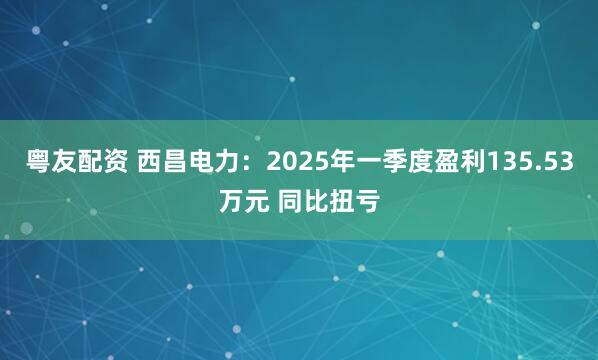 粤友配资 西昌电力：2025年一季度盈利135.53万元 同比扭亏