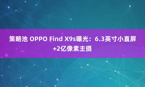 策略池 OPPO Find X9s曝光:6.3英寸小直屏+2亿像素主摄